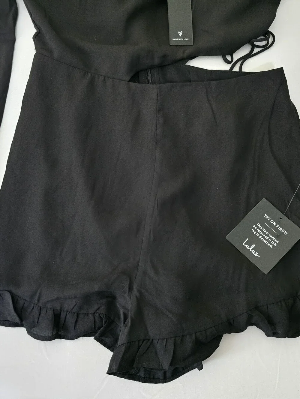 Lulus Dream Plans black one-shoulder cutout romper Size Small NWT - Picture 3 of 16